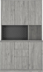 Kitchen Pantry Cabinet with Charging Station,Buffet Cupboards Sideboard with Drawer,with LED Lights,Modern Pantry Cabinet with Microwave Stand for Kitchen,Dinning Room,Living Room,15.74 * 43.66 * 74