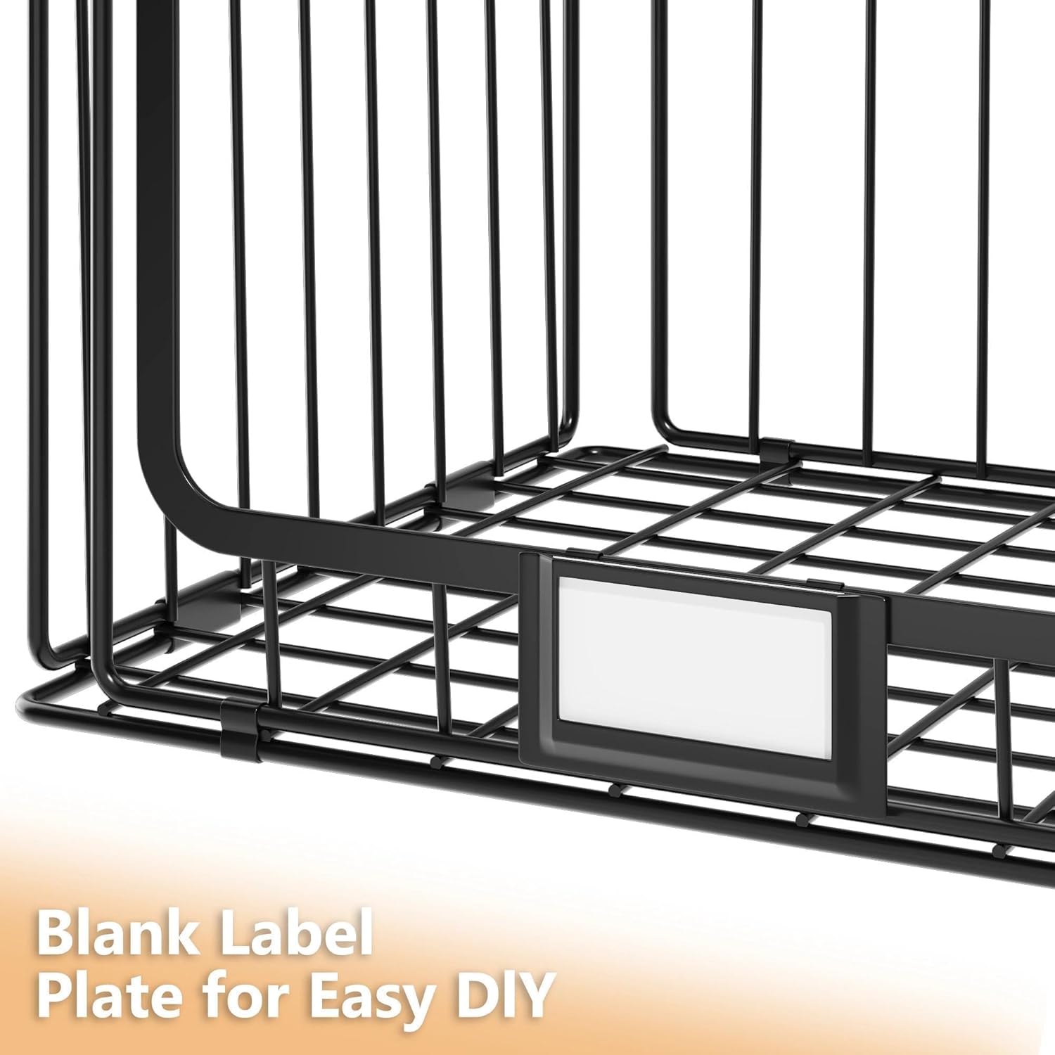 3-Pack Hanging Laundry Organizer, Stackable Wire Shelf Storage with Label Cards, Foldable Metal Baskets with 360 Rotating Hooks, Space-Saving for Laundry Room, Closet & Pantry, 11"15" Large, Black