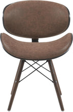 Armen Living Cassie Mid-Century Dining Chair with Vintage Dark Brown Faux Leather and Espresso Oak Finish