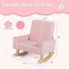 MAT EXPERT Kids Sofa, Upholstered Toddler Rocking Chair w/Solid Wood Base, Linen Fabric & Anti-Tip Device, Comfy Children Furniture, Armchair for Nursery Playroom Preschool, Boys & Girls Gift (Pink)