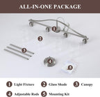 Island Light for Kitchen, 4-Light Linear Chandelier Pendant Lighting for Kitchen Island, Brushed Nickel Dining Room Light Fixture Over Table with Clear Glass Shades