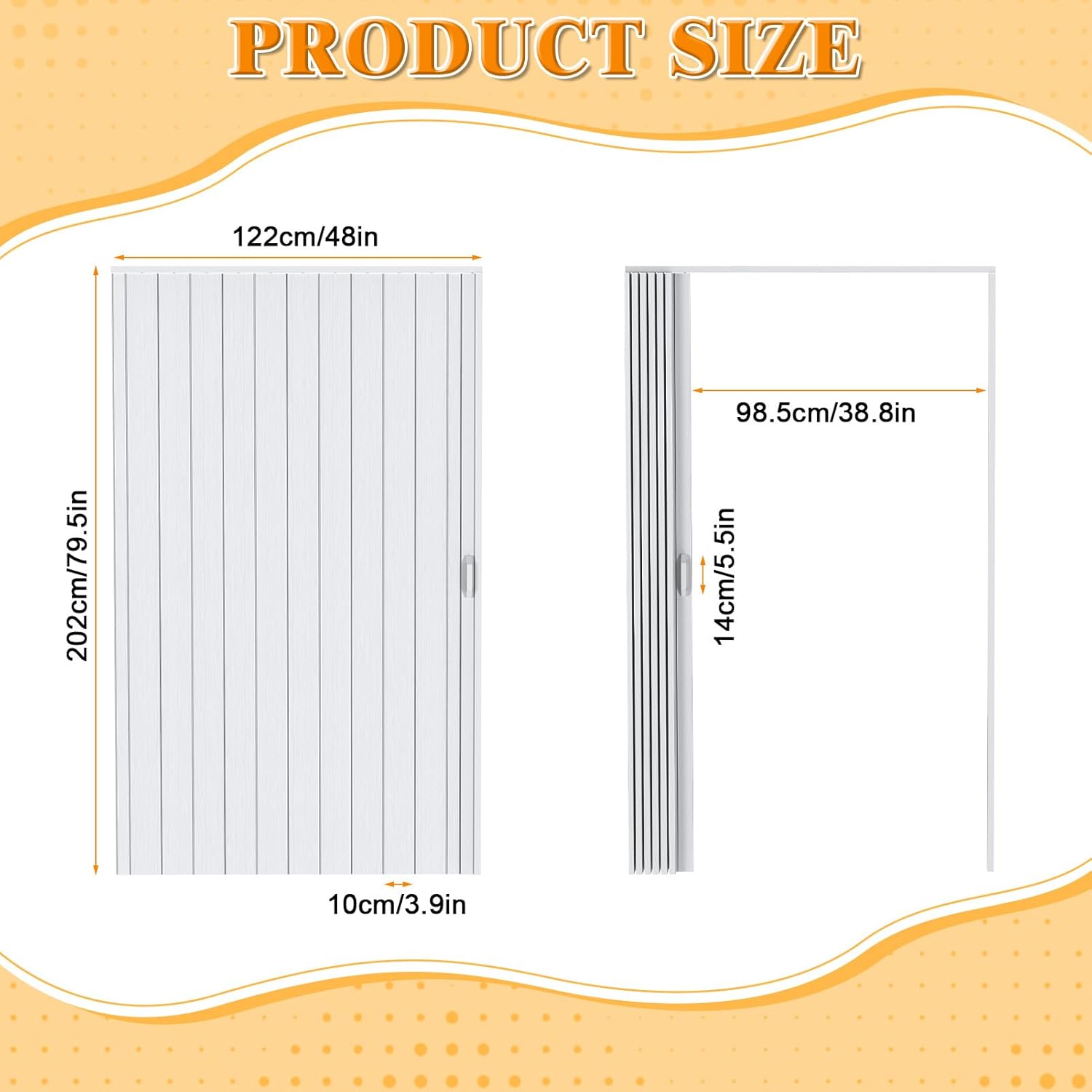 63×80“Concealed Sliding Barn-Style Accordion Door, White Hidden PVC Retractable Interior Partition Door, Enhanced Accordion Doors with Hardware for the Living Room, Study, and Bathroom