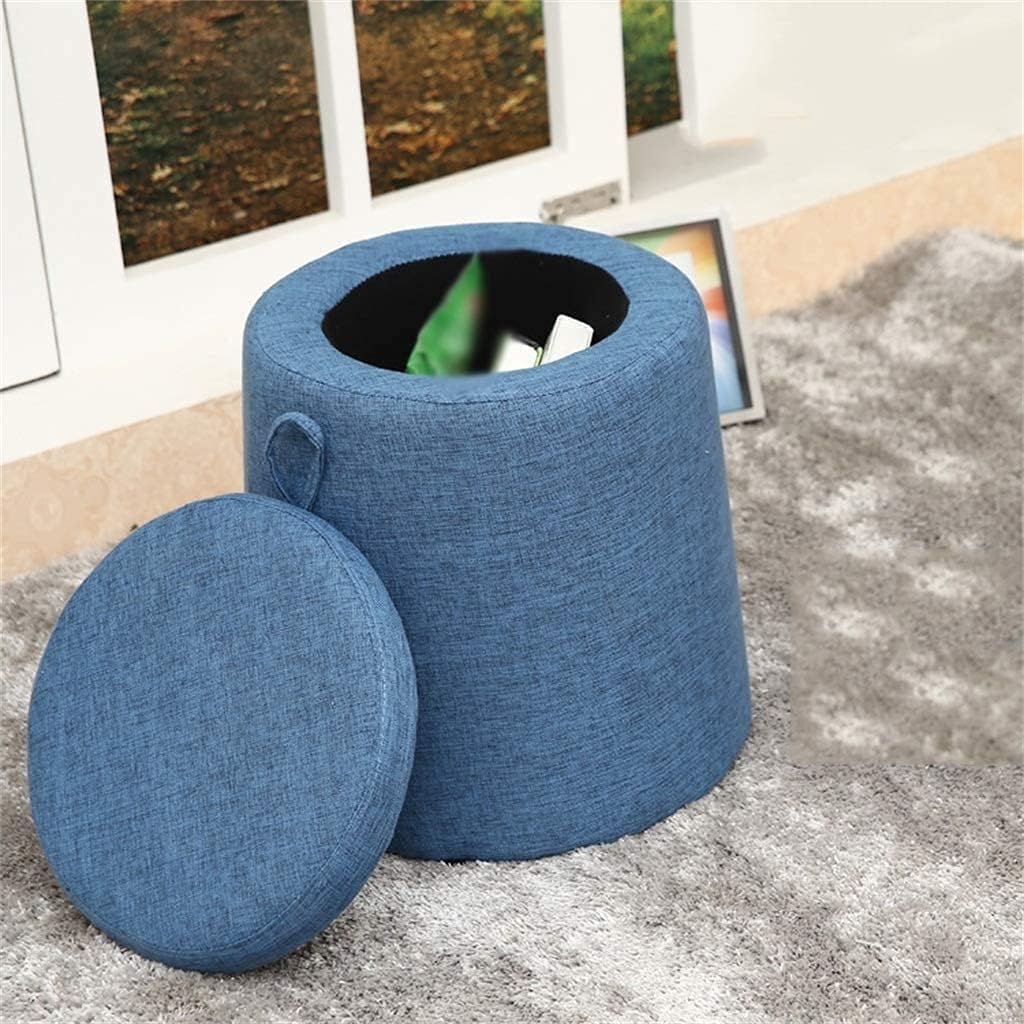 BABYCE Ottoman Stool Pouffe Chair Stool Cloth Cover and 4 Legs Sofa Home Low Stool - Khaki Solid Wood Footstool (Color : Red)