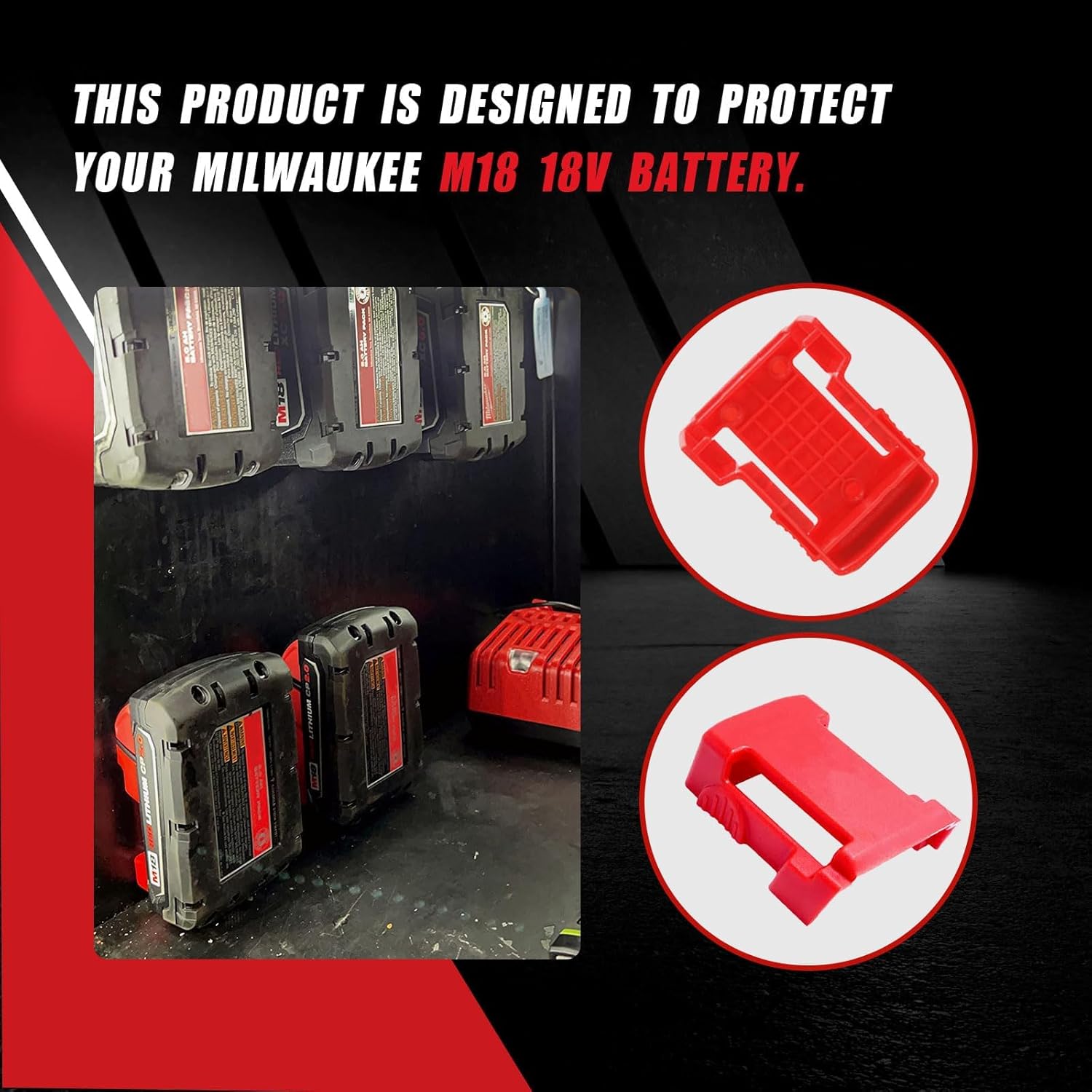 20Pcs Wall Mount Tool Holders and Battery Holder for Milwaukee M18 18V - Heavy Duty Storage Shelf Organizer with Screws, Fits Drill, Saw, Workshop Garage