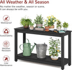 Stoog Outdoor Console Table, All-Weather 2-Tier Patio Console Table with Adjustable Feet, Low Maintenance, for Backyard, Garden, Entryway, and Deck, Black