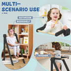 Foldable Toddler Kitchen Stool Helper, Toddler Standing Tower with 3 Adjustable Heights, Collapsible Wooden Step Stool for Kitchen & Bathroom, Montessori Learning Helper Tower for Toddlers Aged 1-6