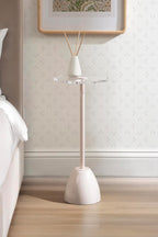 Kate and Laurel Acari Modern Scallop Pedestal Drink Table, 10 x 10 x 22, Clear Acrylic and Pink, Decorative End Table with Scalloped Acrylic Tabletop for Use as Small Plant Stand or Living Room Accent