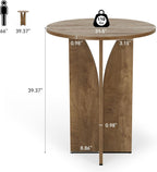 LITTLE TREE Round Bar Table, 31.5 Inches Counter Height Cocktail Table, Wooden High Top Home Bar Unit for Pub, Bistro, Home, Kitchen, Dining Room, Small Space, Brown