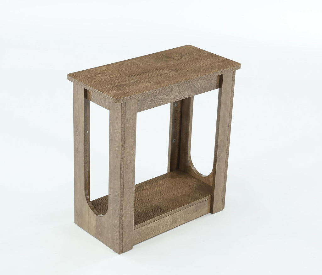 Tribesigns End Table, Narrow Side Table for Living Room, Farmhouse Nightstand with Storage Shelves for Bedroom, Small Spaces, Rustic Brown