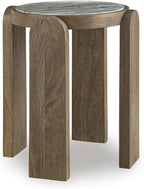 Signature Design by Ashley Gavrilley Contemporary Accent Table with Marble Top, Light Brown & Gray