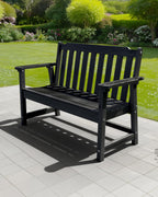 Outdoor Bench, 2-Person HDPE Garden Bench, All Weather Poly Patio Bench for Outdoors, Garden, Backyard, Porch and Park, 660 lbs Weight Capacity, Black