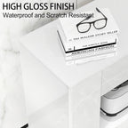 TV Stand High Gloss TV Cabinet with 2 Large Drawers & Push-Open Doors, Modern TV Console Storage Cabinet for Living Room, Office, White