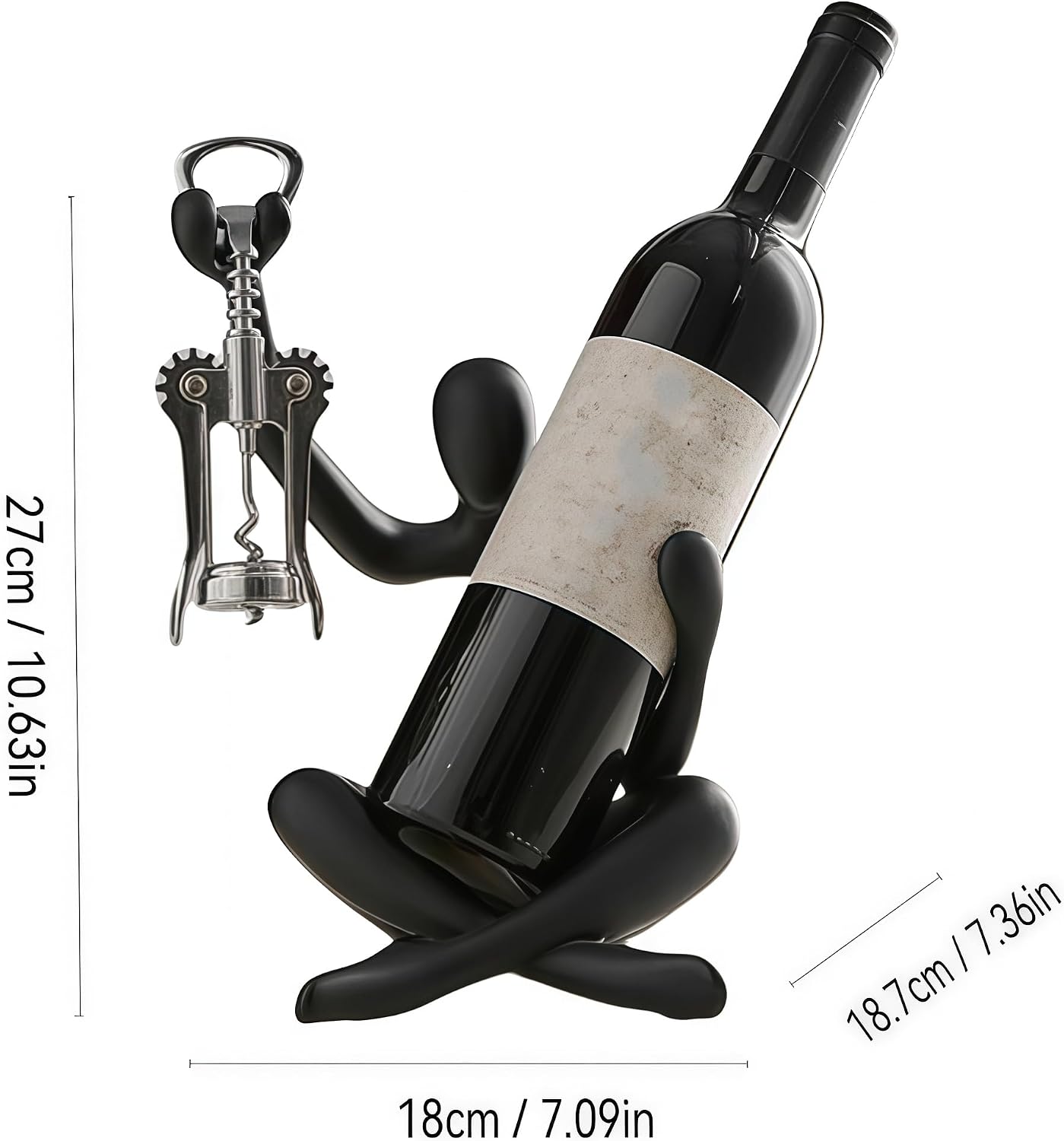 XINXUAN Modern Wine Bottle Holder, Resin Hollow-Out Design Decorative Wine Rack(Black)