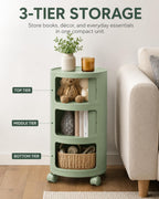 3 Tier Rounded Cabinet,Round Nightstand Detachable End Table with Storage Lightweight Side Table Storage for Living Room Bedroom Bathroom Kitchen