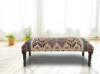LR Home Upholstered Bench for Bedroom End of Bed |Southwestern Vintage Ottoman Bench with Cushion for Dining, Living Room, Entryway, Window, Outdoor | 47" W X 16" D X 18" H | Red/Ivory/Multicolor