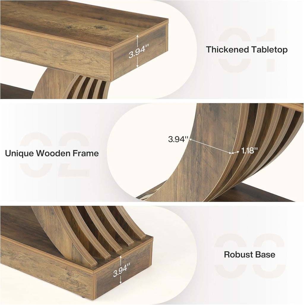 Tribesigns 70.9-Inch Long Farmhouse Entryway Console Table with Storage, 3-Tier Wooden Couch Table Behind Sofa, for Entry, Entrance, Hallway, Foyer, Living Room, Rustic Brown