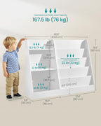 SONGMICS Custos Collection - Book and Toy Storage Organizer, 5-Tier Montessori Kids Bookshelf and Toy Storage Shelf, for Children's Room, 11.8 x 40.8 x 31.5 Inches, Cloud White UGKR077WZ01