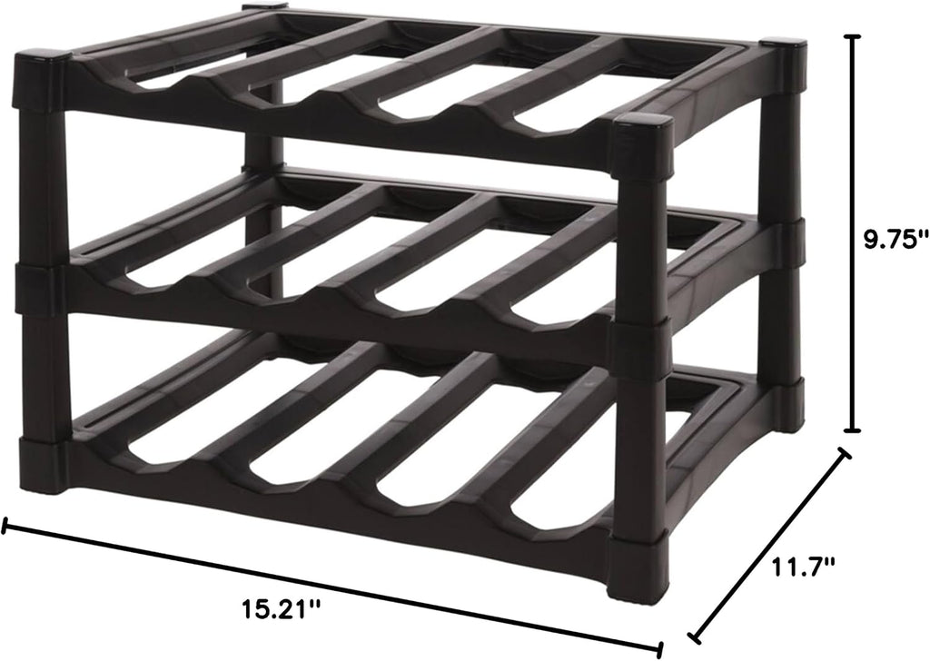 Well Home 3 Layer Stackable Polypropylene Wine Rack for 12 Bottles - 39 x 30 x 25 cm