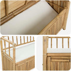 Bamboo Garden Storage Bench 110 x 47 x 80 cm Natural Finish, Outdoor Storage Bench with Hidden Seat Compartment, Post Leg Design for Patio or Indoor Use