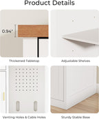 Coffee Bar Cabinet with Fridge Space, Bar Cabinet for Mini Fridge, Wine & Liquor Cabinet with Drawer and Storage, Modern Buffet Sideboard for Living Room, Dining Room or Home Bar, White