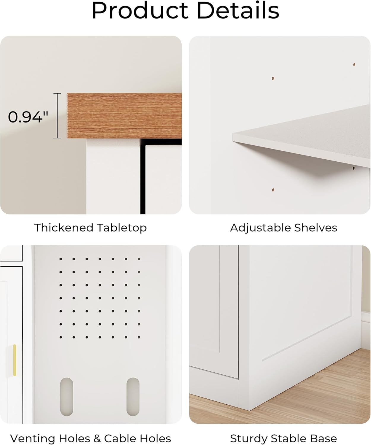 Coffee Bar Cabinet with Fridge Space, Bar Cabinet for Mini Fridge, Wine & Liquor Cabinet with Drawer and Storage, Modern Buffet Sideboard for Living Room, Dining Room or Home Bar, White