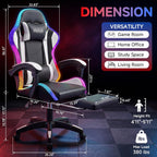 RGB LED Gaming Chair with Speakers & Footrest - Ergonomic High Back Racing Style Video Game Chair, Reclining Computer Desk Chair with Massage Lumbar Support & Headrest, 350lbs Heavy Duty