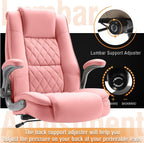 High Back Office Chair- Flip Arms Adjustable Built-in Lumbar Support, Executive Computer Desk Chair Work Chairs, Thick Padded Strong Metal Base Quiet Wheels, Ergonomic Design for Back Pain
