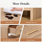 Night Stand Set of 2 [Unique Curved Profile] [FSC-Certified Wooden Board] 2-Drawer Nightstand 24" H Metal Handle Modern Sturdy Bedside Table Side Table End Table