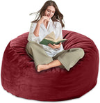 4FT Bean Bag Chair, Large Bean Bag with Filling, Memory Foam Bean Bags with Ultra Soft Washable Dutch Velvet Cover for Living Room, Bedroom and Gaming Room -4 Foot, Red