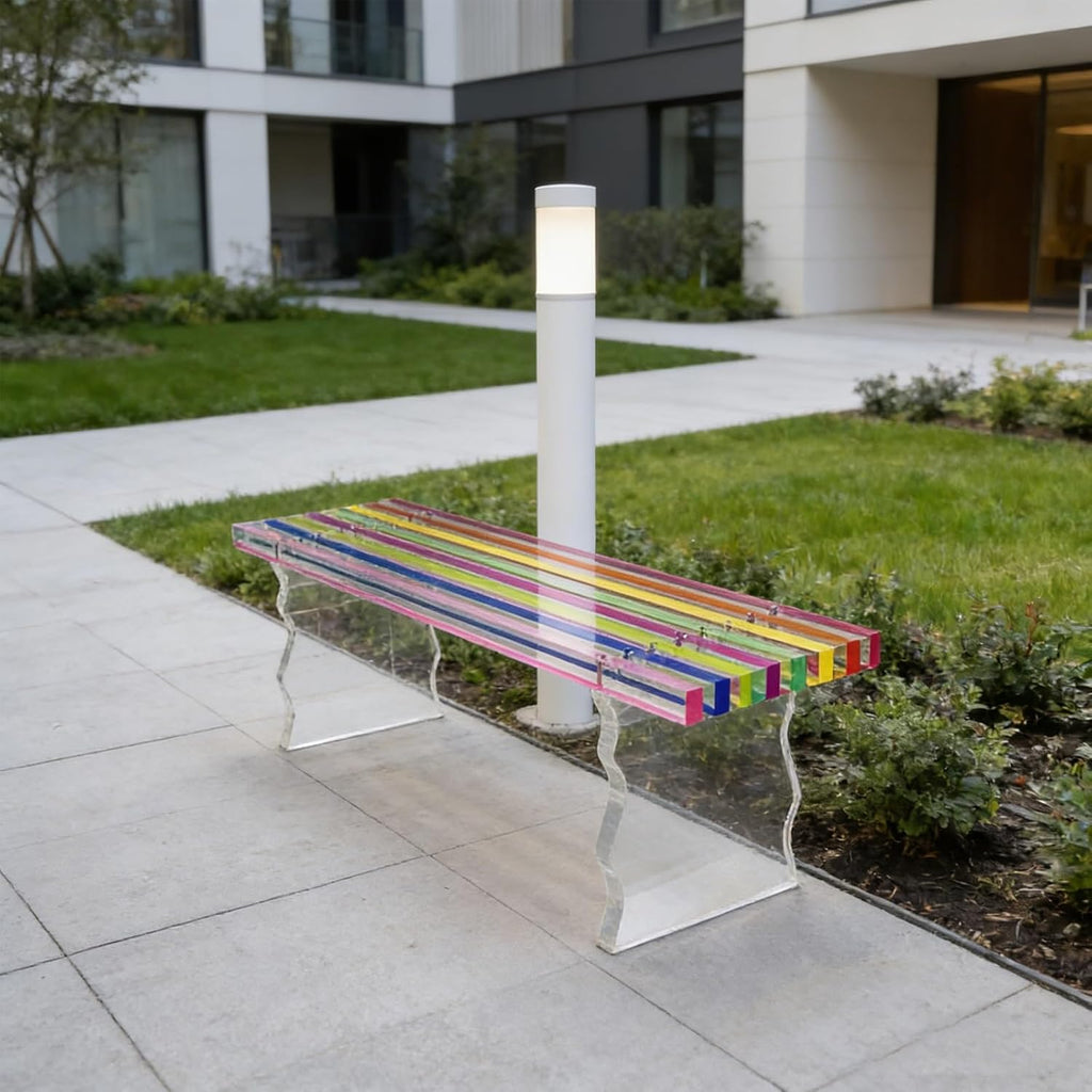 Acrylic Rainbow Color Storage Bench, Patio Bench, Suitable for Terraces, Balconies, Foyer, and Front Porches, Capable of Carrying 440 Lbs(35x23x22cm/14x9x9in)