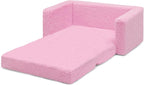Delta Children Cozee Flip-Out Sherpa 2-in-1 Convertible Sofa to Lounger for Kids, Pink