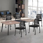 CLATINA 12PK Mesh Stacking Office Desk Chairs with Wheels, Portable Stackable Bulk Waiting Room Armless Chair with Adjustable Back & Fabric Seat for Guest Lobby Side School Church Conference Break