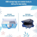 VENO 6 Pack Heavy Duty Moving Bags, Clothes and Comforter Storage Bags with Clear Window, College Dorm Essentials Packing Supplies, Foldable Boxes Alternative (Spring Breeze, 6 Pack)