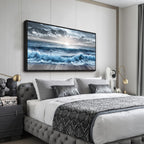 ERQINHUA Large Wall Decor For Bedroom Wall Art For Living Room Office Decor Blue Beach Sea Wave Paintings Sunrise Ocean Seascape Wall Pictures Canvas Artwork Modern Home Decor Black Frame 30x60 In