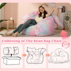 Achicsofar Bean Bag Chair for Adults Teens Giant Fluffy Plush Bean Bag Sofa with Filler Faux Fur Rabbit Shaped Beanbag Chairs Comfy Accent Floor Couch for Gaming, Reading in Bedroom, Living Room, Dorm