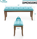 PHI VILLA Bench for Bedroom End of Bed - Dining Bench with Sturdy Wood Legs, Extra-Long Upholstered Tufted Bed Bench Seat, Farmhouse Entryway Bench