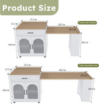 80" Kitchen Island with Extendable Dining Table, Marble-Grain Countertop with Power Outlet, Rolling Kitchen Cart with Storage Cabinet & 2 Drawers for Dining Room House Bar,White