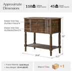 HULALA HOME End Table with Charging Station, Solid Wood Side Table with 2 Drawers & Open Shelf, Vintage Finish, Spindle Legs(Walnut)