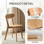 100% Solid Wood Dining Chairs,Mid Century Modern Dining Chairs with Rounded Backrest,Kitchen,Dining Room Chairs Set of 1/2/4 (1, Natural Color)