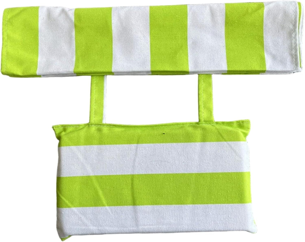 Green & White Striped Cotton Canvas Sling Chair Replacement Fabric with Pillow, Patio Kit Beach Cover for Most Folding Lounge Chairs, Outdoor Comfort