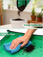 Plant Repotting Mat, Waterproof Gardening Mat for Indoor Plants, Thickened PE Potting Mat with Copper Buckles for Mess Control, Foldable Succulent Transplanting Mat, Green (29.5"*39.4")