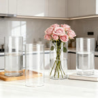 4 Pack Acrylic Cylinder Vases for Centerpieces, 8 inch Tall Clear Flower Vase, Unbreakable Vases,Hurricane Candle Holders Floating Candle Vase for Wedding Dinner Table Party Living Room Decor