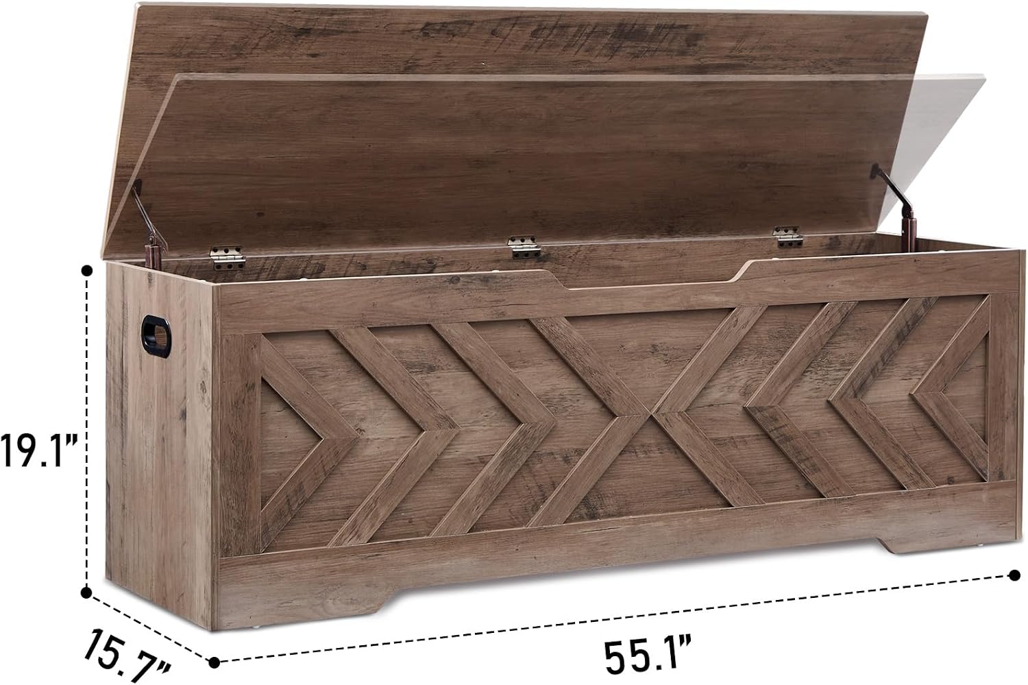55.1” Storage Bench, Extra Large Entryway Bench with Storage,Storage Chest with 2 Safety Hinges,Blanket Storage,Shoe Storage Chest for Bedroom,Living Room,Easy Assembly. (Greige)