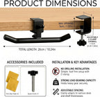 Desk Hook for Bag, Adjustable Purse Hook for Table (1-4cm/0.39-1.45in), Heavy Duty Carbon Steel Backpack Hanger, 80lb Capacity Clamp-On Bag Holder for Office, Classroom, Cafe, Home, and Gaming (Black)