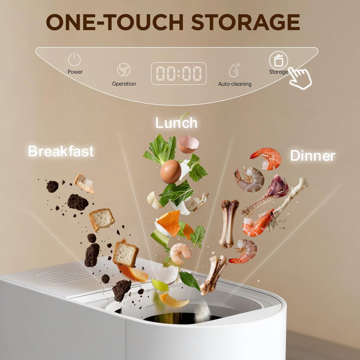 5L Electric Kitchen Composter for Countertop, Smart Indoor Compost Bin with Visible Window, Humidity Sensor, LED Display, Odor Control & Auto-Cleaning, Turns Food Waste into Dry Pre-Compost