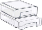 Sorbus Medium Clear Stackable Storage Drawers – 2-Pack Plastic Organizer Bins with Handles – Pull-Out Stackable Drawers for Bathroom Closet, Medicine, Cabinet, Pantry Storage, Baby Bottle Organizer