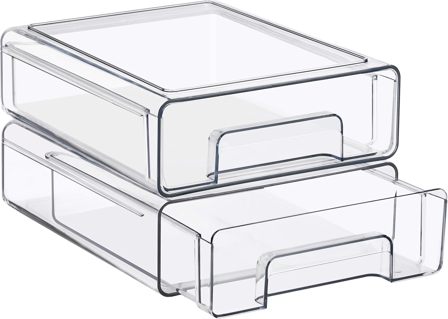 Sorbus Medium Clear Stackable Storage Drawers – 2-Pack Plastic Organizer Bins with Handles – Pull-Out Stackable Drawers for Bathroom Closet, Medicine, Cabinet, Pantry Storage, Baby Bottle Organizer
