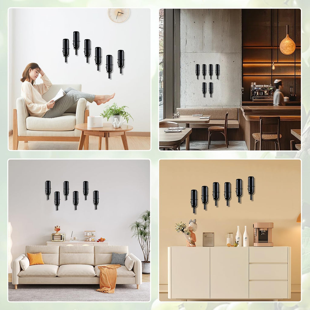 Limso Spiral Wine Wall Holder, 6Pcs Wall Mounted Wine Racks, Metal Wine Bottle Display Holder with Screws for Storage Beverages Liquor Bottle