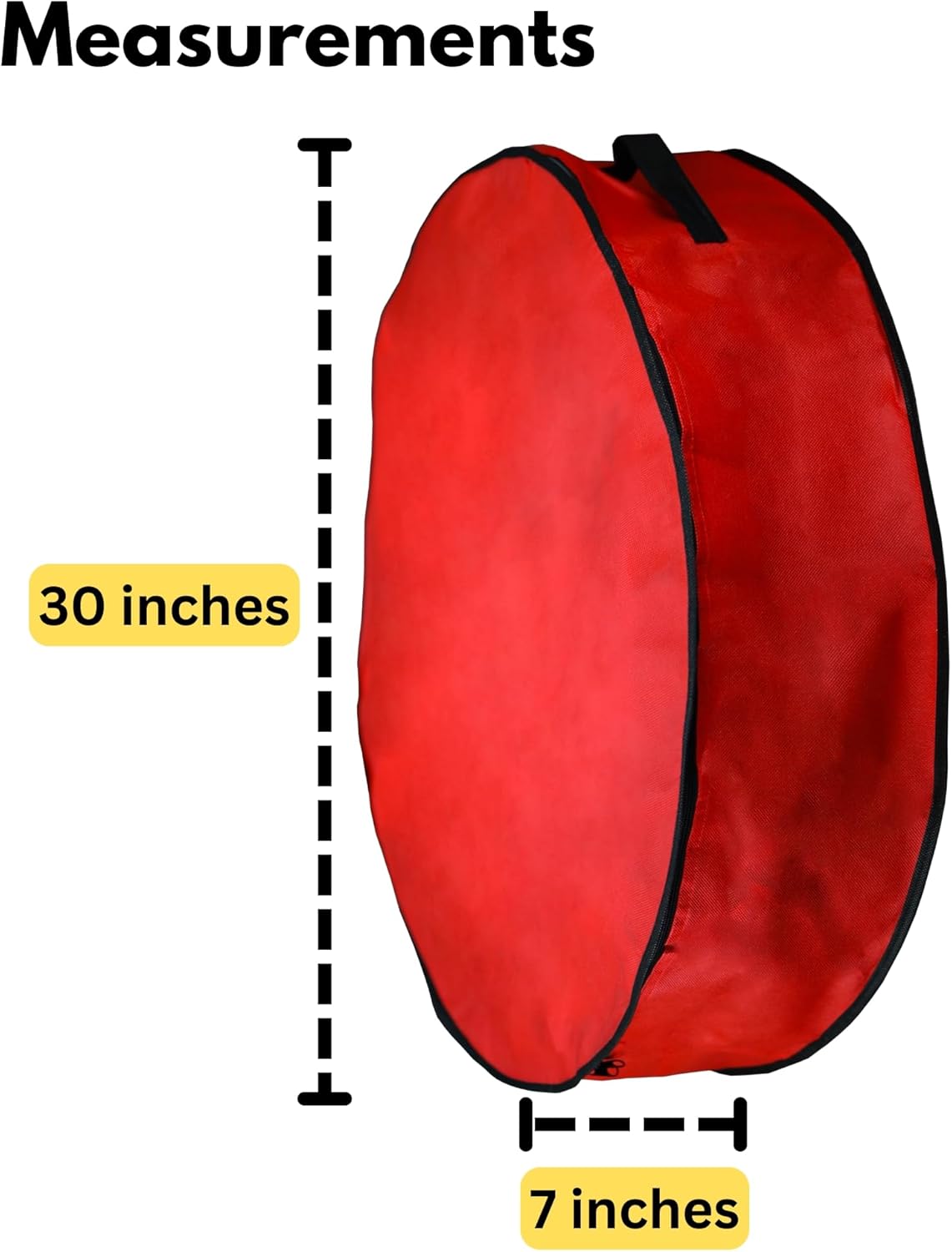 Iconikal 3-Pack Wreath Storage Bag with Handle 30-Inch Diameter Red Zippered Christmas Holiday Garland Organizer Tear-Resistant Protective Bulk Pack