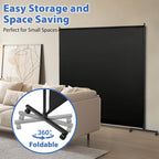 Large Single Panel Room Divider, 73" x 75" Freestanding Privacy Screen with Wheels, Thickened Fabric Partition Wall for Room Separation, Portable Room Separator for Indoor Office, Bedroom,Patio